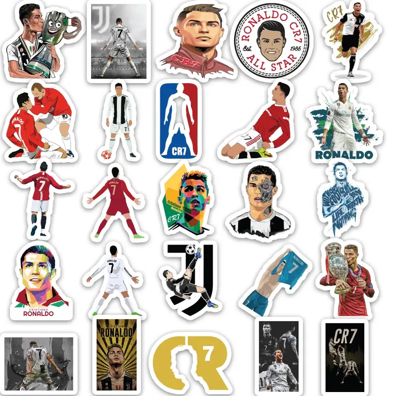 Set 50 cái Sticker Ronaldo CR7 dán mũ bảo hiểm, hình dán Ronaldo chống nước, decal hình cầu thủ Ronaldo 2