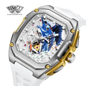 นาฬิกาผู้ชาย, SVJ, อินเทรนด์และใหม่, มัลติฟังก์ชั่น, การออกแบบฉลาม 3 มิติ, กันน้ำ, เรืองแสง, การเคลื่อนไหวควอทซ์, การออกแบบฉลามสุดเท่