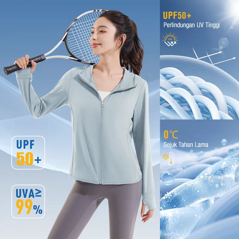 KKTOP Jaket Olahraga Anti UV Wanita Baju Olahraga UPF50+
