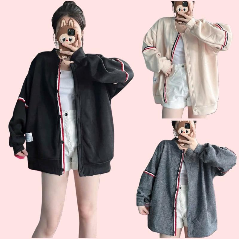 ￼Áo Khoác Bomber Cadigan Phối Thom Vạch Tay , Áo khoác ngoài xinh xắn hot hit, phong cách Hàn Quốc. Khoác nhẹ nhàng basic