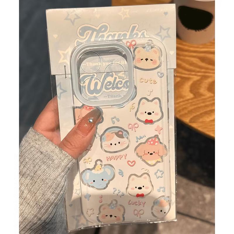  Ốp Lưng cho Samsung A05 A11 A06 A13 A51 A14 A16 A15 A05s A22 A04s A03 A12 A03s A02s A31 A04 A50 A52s A23 A20 A04E A55 A32 A30 A30s A50s A52 A24 Sáng Tạo Hoạt Hình Dễ Thương Động Vật Nhỏ Hạnh Phúc Mèo Con Voi Nơ Thắt Nút Trong Suốt Bìa Mềm 