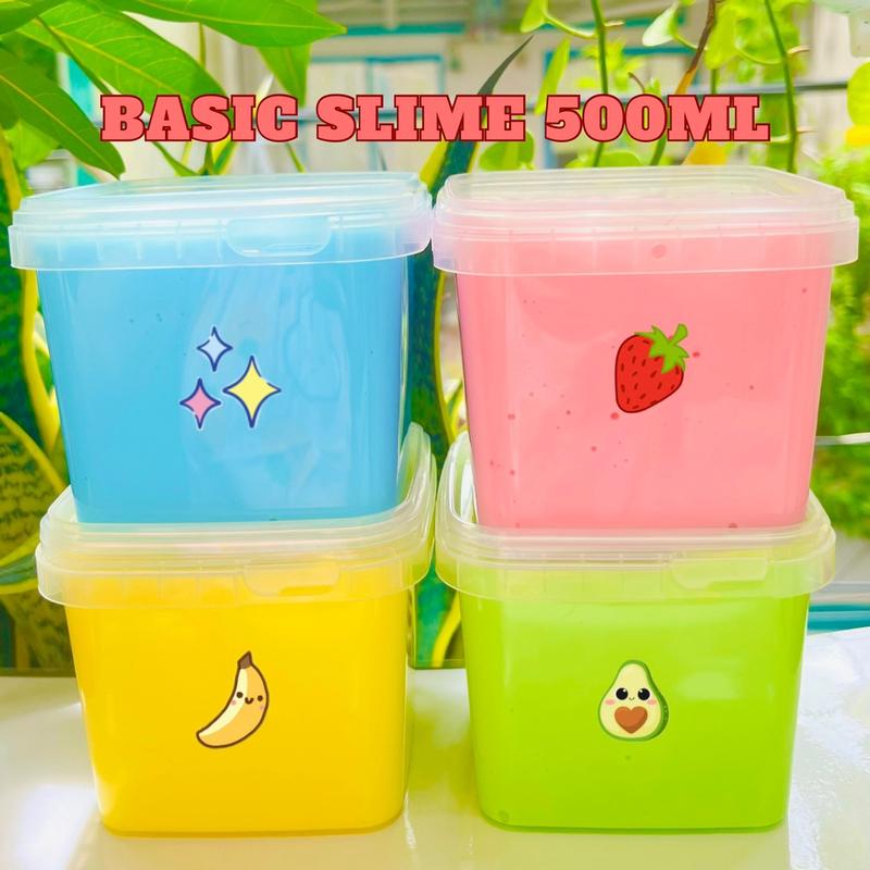 Giá Sỉ Slime Basic Khổng Lồ 500ml Tặng Kèm Sticker Cốm Đồ Chơi Chất Nhờn Ma Quái Nhiều Màu Slime Cơ Bản Đặc Dẻo