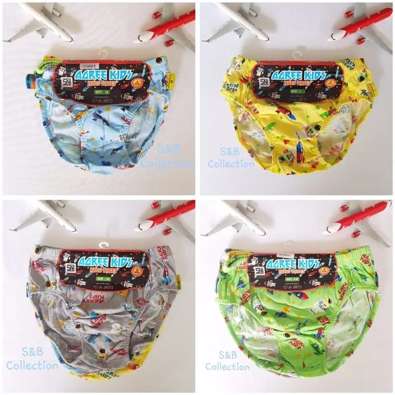 [3 pcs] CD ANAK COWOK | celana dalam anak laki AGREE bermotif l CD anak cowok berwarna Fashion ukuran l warna random 3