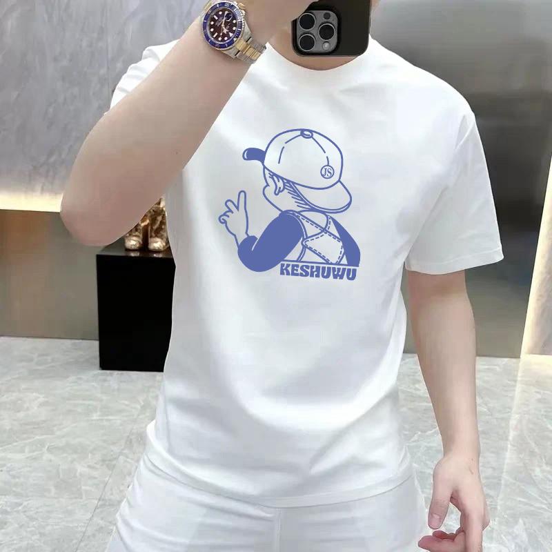 Áo Thun Cotton ngắn Tay Cho Nam, Heavyweight Mùa Hè, Đơn Giản Và Dễ Phối Đồ Áo Phong Cách Instagram