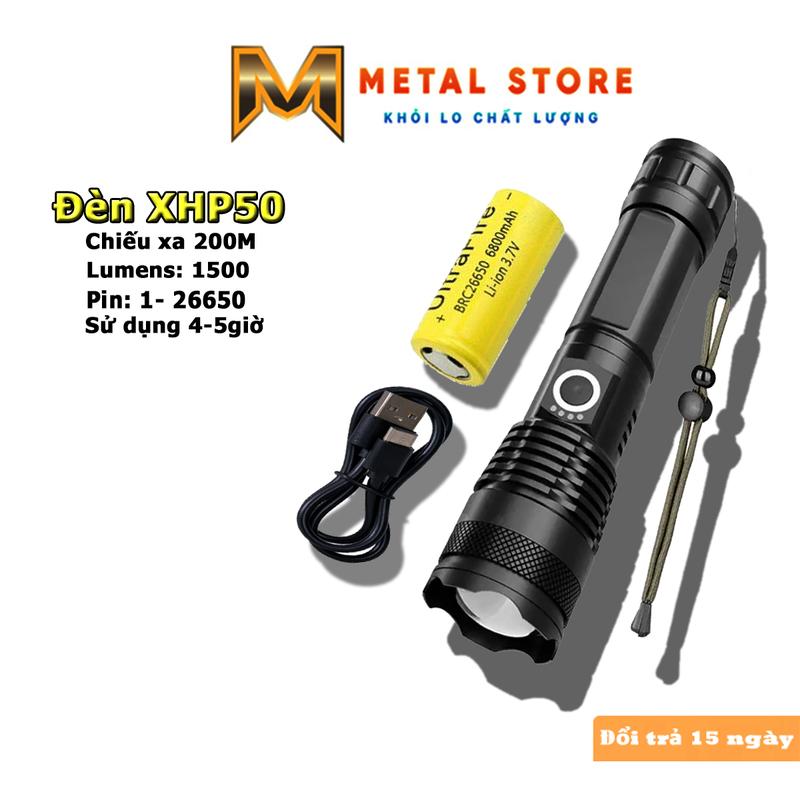 Đèn pin siêu sáng XHP50 METAlSTORE đèn pin mini cầm tay chống nước