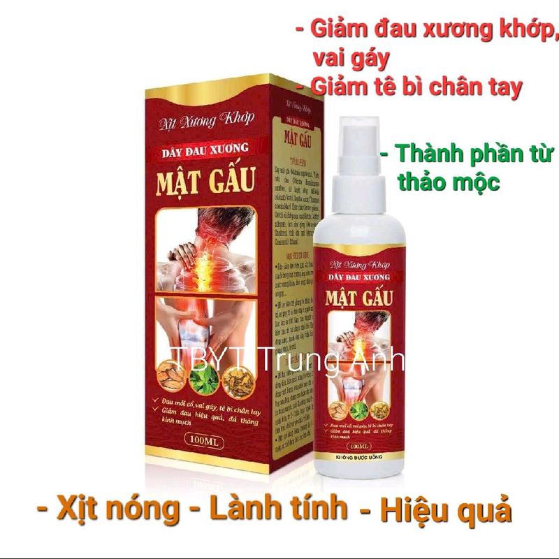 Dầu Xịt Xương Khớp Mật Gấu thảo dược giảm đau mỏi cổ vai gáy, đau thần kinh, tê bì chân tay, đả thông kinh mạch, tan bầm. Chai 100ml
