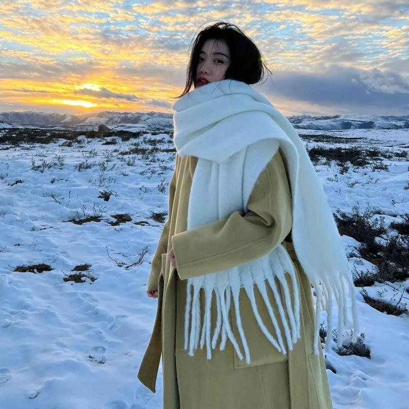 [SALE 8.8] Khăn Quàng Cổ Nữ Mùa Đông Khăn Len Dạ Trơn Cỡ lớn dày ấm, kích cỡ 40x220cm