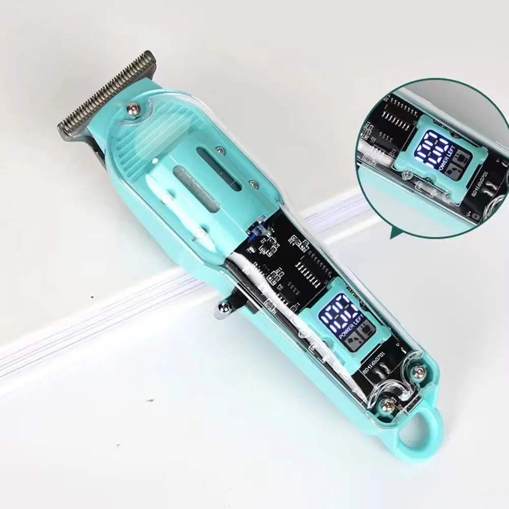 Professional USB Rechargeable Electric Hair Clipper Transparent Cover LCD Hair Cutting Machine Waterproof Cordless Beard Shaver Trimmer Barber Shop