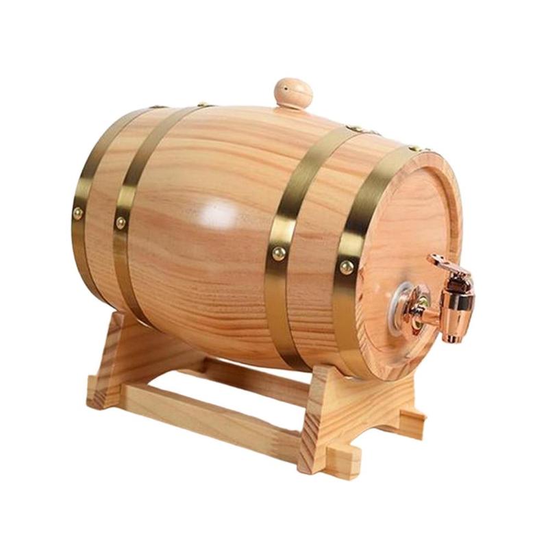 Oak Wine Barrel with Stand with Faucet Large Capacity Accessories Retro Wood Wine Barrel for Cocktail Beer Whiskey Bar 5