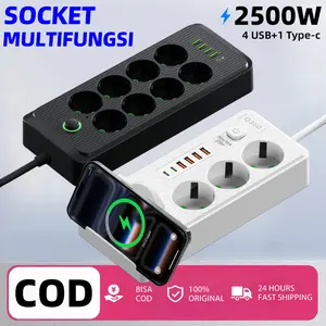 COD Power Socket 2500W | Charger USB Type-C (4+1) + 3 Colokan, Kabel 2Meter /3meter/5meter	 Original dengan Pengisian Nirkabel