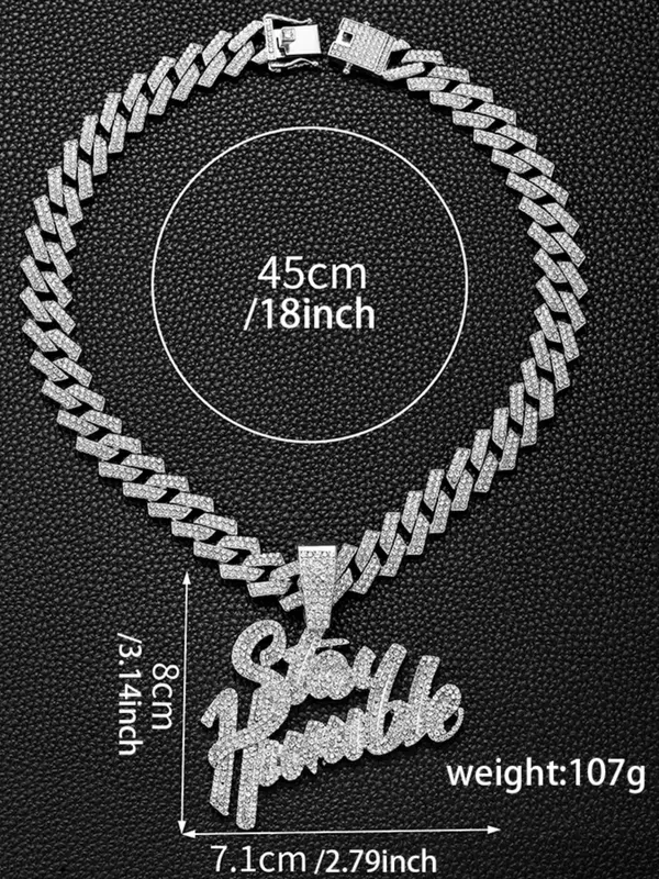 Rhinestone Decor Letter Charm Pendant Necklace for Men & Women,  Trendy Chunky Chain Design Pendant Necklace, Hip Hop Iced out Jewelry As Birthday Gift 1