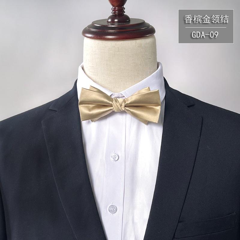 Product Introduction of New Bow Tie Men's Solid Color Bridegroom High Density 1200 Needle Silk Bow Tie Flower Business Formal Wear 10