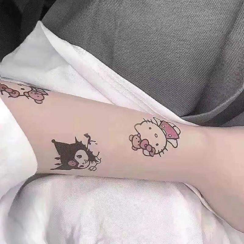 Hình xăm dán, Coolomi, không thấm nước và lâu trôi, thiết kế Hello Kitty và thác nước, có thể giặt được, thiết kế tươi mới Trang Điểm Cosmetic Nữ 6