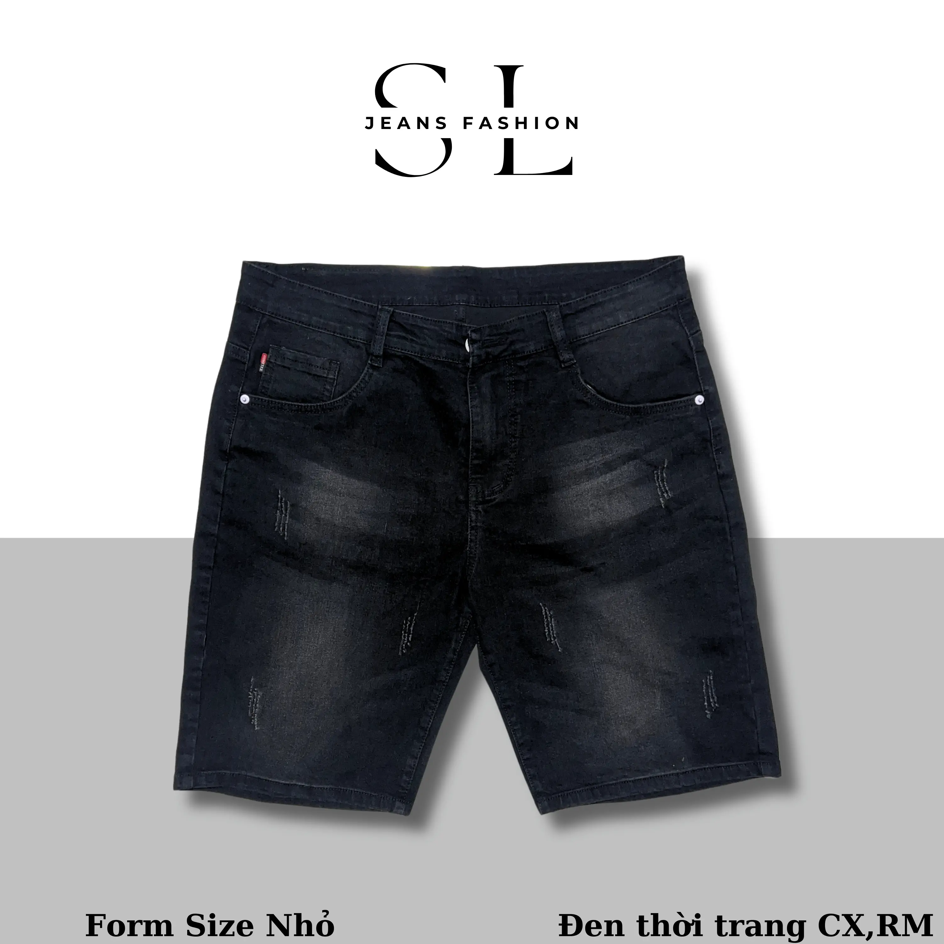 "Có Bigsize(Size 28-41)"Quần Sọt Jeans Nam SL Màu Đen Phủ Khói Thời Trang Hot Trend Basic Cào Xước Menswear - Chất Vải Denim Co Giãn 4 Chiều, Đổi Size Miễn Phí [Mã 1]
