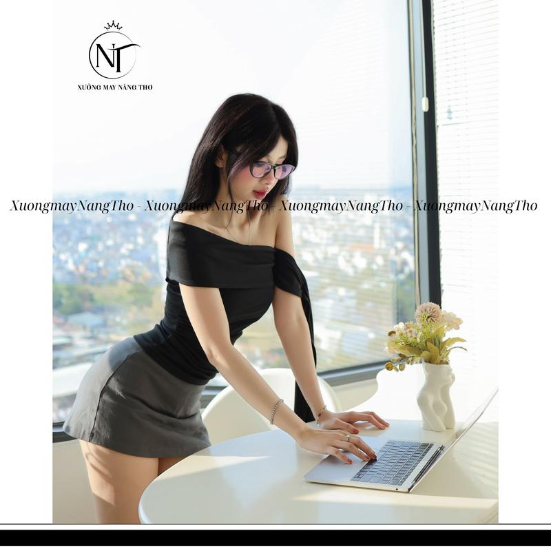 A338 Áo Lệch Vai 1 Bên Nữ Trendy Chất Áo Thun GÂN Co Giãn