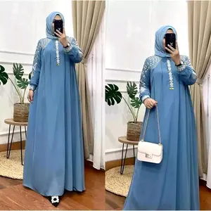 Gamis Bordir Ceruty BabyDoll Premium Levandra Dress Gamis Jumbo Terbaru Gamis Mewah Simple Elegant Gamis Casuall Bordir Premium
