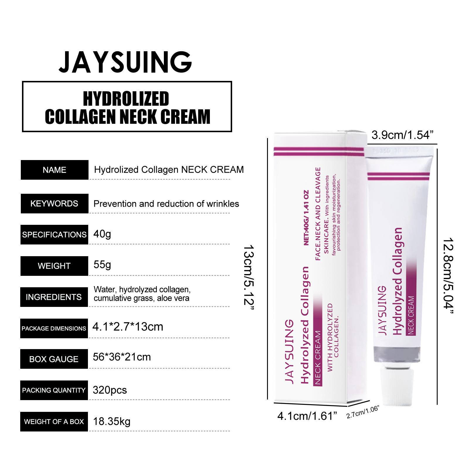Jaysuing krim leher kolagen hidrolisasi, menghilangkan garis leher, bentuk leher angsa, Krim leher putih halus Hitam Mengencangkan Mencerahkan Perawatan Kusam Memudarkan
