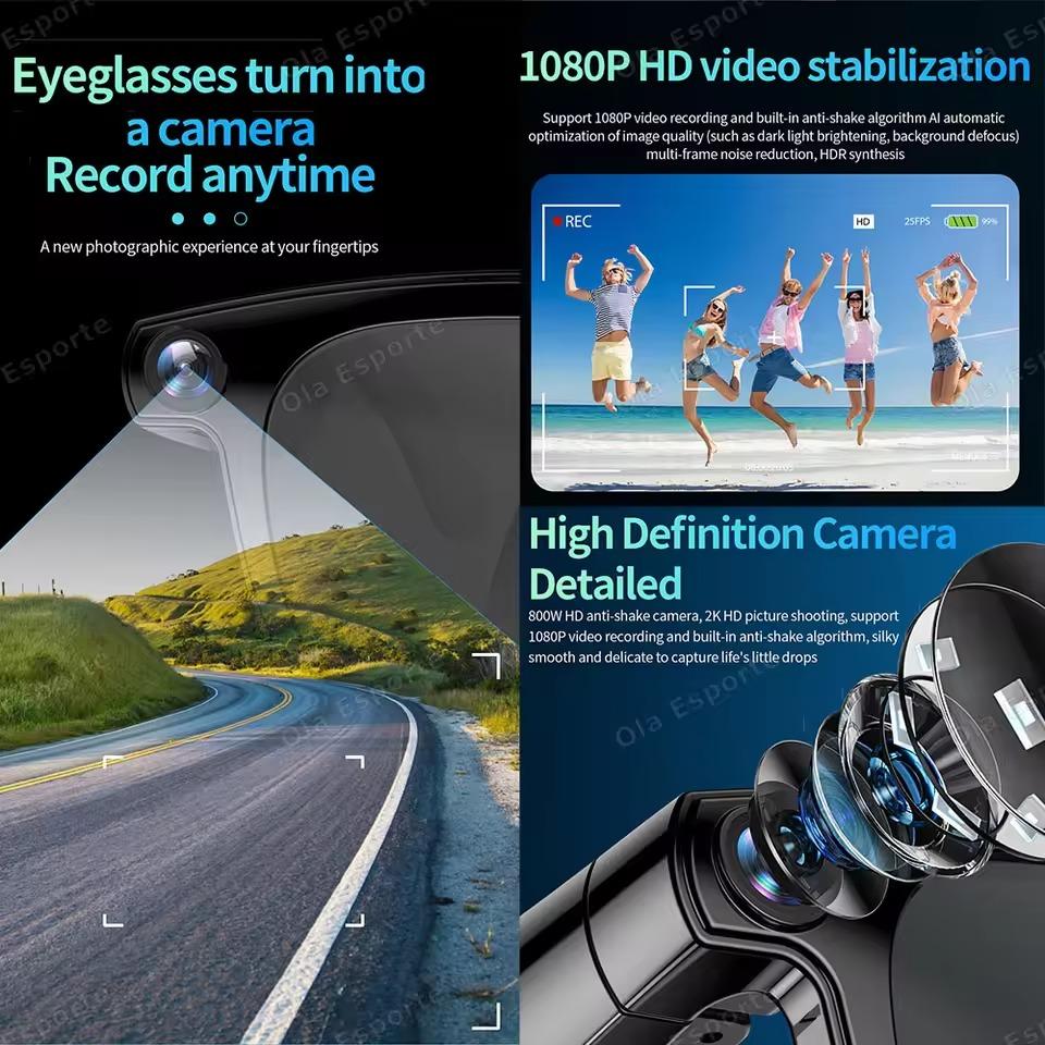 New HD AI Shooting Smart Glasses CY01 800W Camera Bluetooth Music Calling AI Dialog Recognition Voice Assistant Smart Glasses