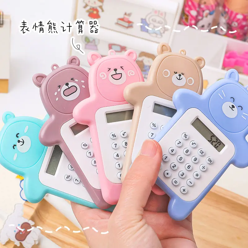 Máy Tính Hình Gấu Hoạt Hình Dễ Thương, Máy Tính Cầm Tay Mini, 8 Bit, 1 Cái 0