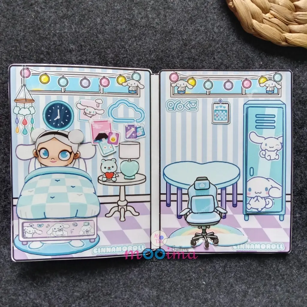 Paper doll avatar cinnamorll quiet book lucu tempel pasang mainan  kertas  buka  tutup paper  doll  house  book