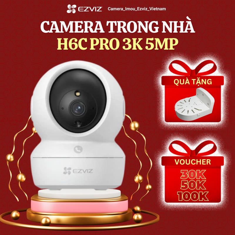 Camera Màu Đêm thông minh Ezviz cao cấp H6C PRO 3K 5MP kèm thẻ nhớ 64GB, nút gọi cảm ứng, đàm thoại 2 chiều, tự động zoom thu phóng, kết nối wifi 5G, dễ dàng lắp đặt