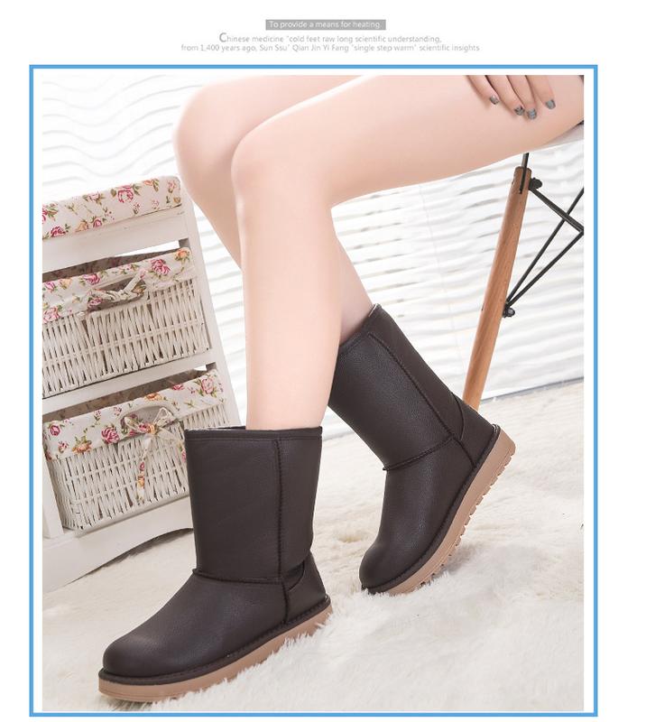 Product Introduction of Winter Non-Slip Boots High Leather plus Velvet Thick Cotton Boots Leisure Warm Non-Slip Waterproof Short Boots Women's Soft Bottom Girl Footwear 8