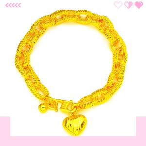 สร้อยข้อมือหัวใจผู้หญิง ชุบทองเวียดนาม ทันสมัย เครื่องประดับ สร้อยข้อมือหัวใจ ทำจากไททาเนียม ชุบทอง อินเทรนด์ กว้าง 9 มม. ยาว 20 ซม.