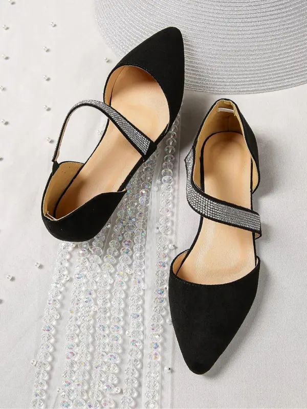 Women's Fashionable Rhinestone Decorated Pointed Toe Flat Shoes, Elegant Casual Slip on Shoes for Party, Daily Clothing Decor for Women & Girls, Footwear 3