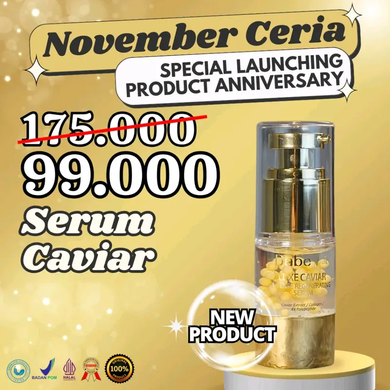 Dabe Beaute Luxe Caviar Firming Serum 20ml - Serum Wajah Anti-Aging untuk Semua Jenis Kulit dengan Formula Luxe Caviar BPOM NA11232000040 Perawatan Kerutan 3