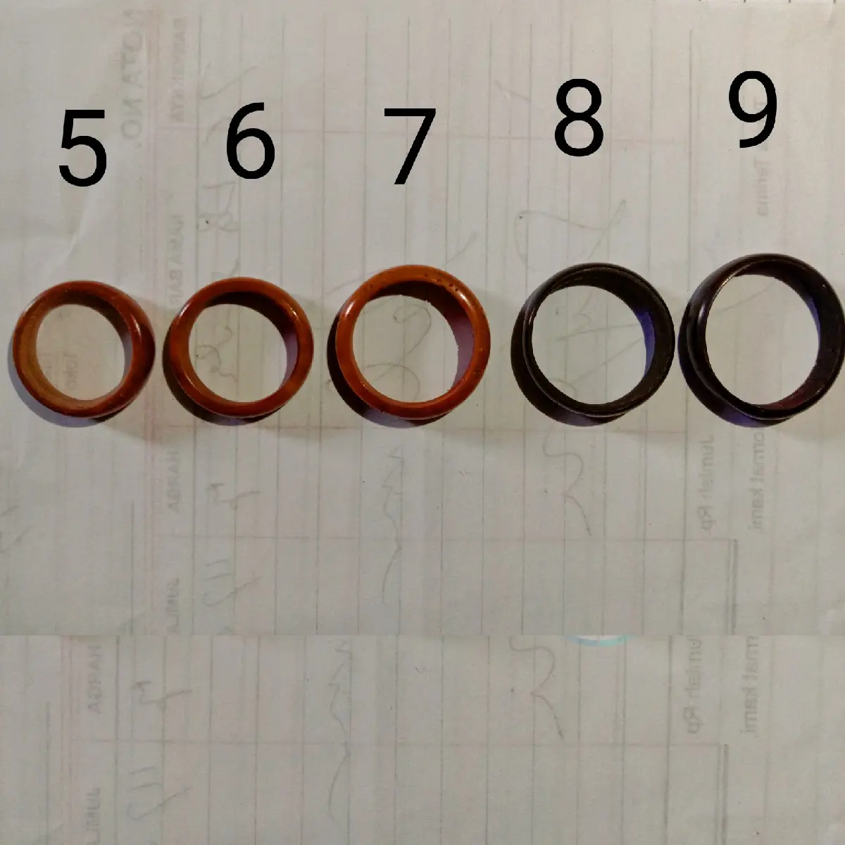 Cincin kaoka kaukah kayu Pilihan ukuran warna Coklat Hitam ecer Rings