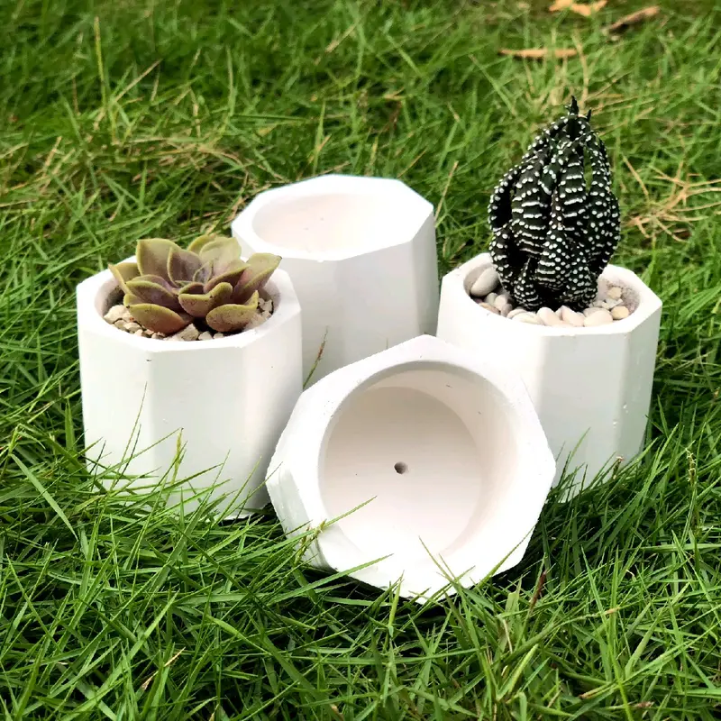 pot mini semen/gypsum octagon kaktus sukulen, lilin, souvenir. 1