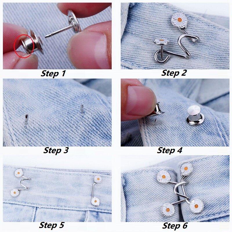 Kancing Pengecil Jeans Logam Simpel Adjustable Motif Bunga Daisy GROSIR 7