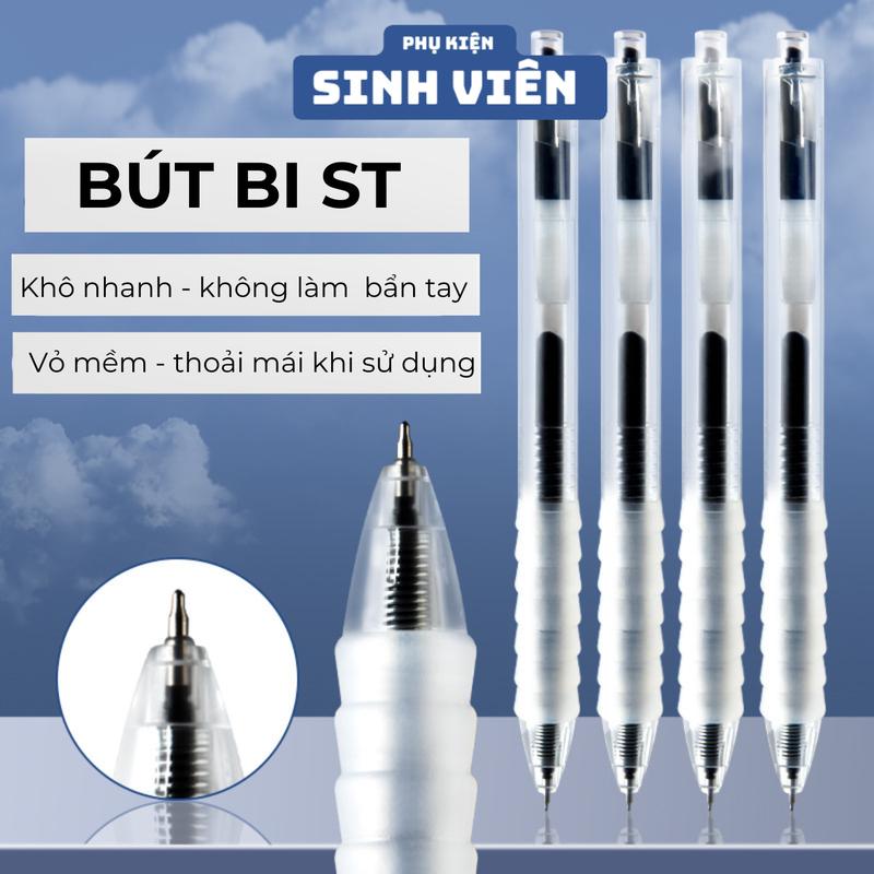 Bút Gel St 0.5mm Nhanh Khô Vỏ Trắng Trong Suốt Nhiều Mực [ Trạm Sinh Viên ] ( BGT2 )