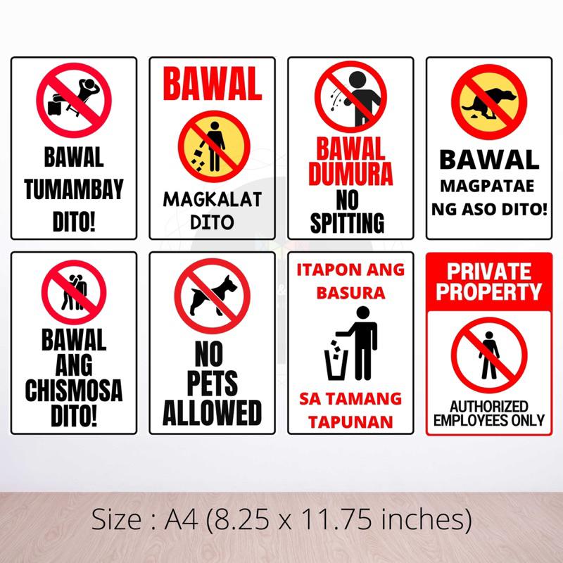 LAMINATED WARNING SIGNAGE / ENGLISH TAGALOG / A4 Size - TikTok Shop ...