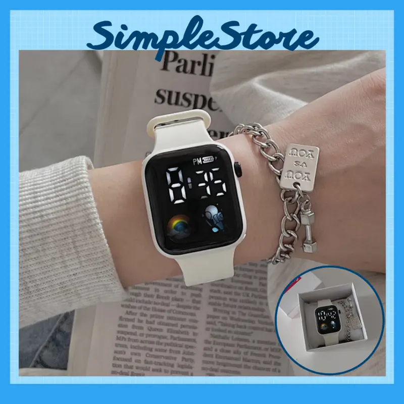 Đồng Hồ Điện Tử Đèn Led Unisex 06 Thời Trang Cá Tính Phong Cách Hàn Quốc Nam Voi Watch Đeo Tay 0