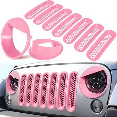 SHGO -7 Pcs Clip-in Mesh Grille Insert Cover Fit For 07-15 Jeep