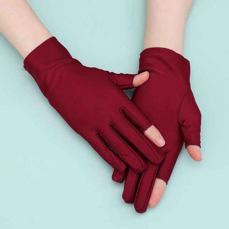 găng Tay nữ chống nắng,găng Tay lái xe hở 2 ngón dễ dàng thao tác điện thȯại và đếm tiền,găng Tay vải thun lạnh Len Bao Tay