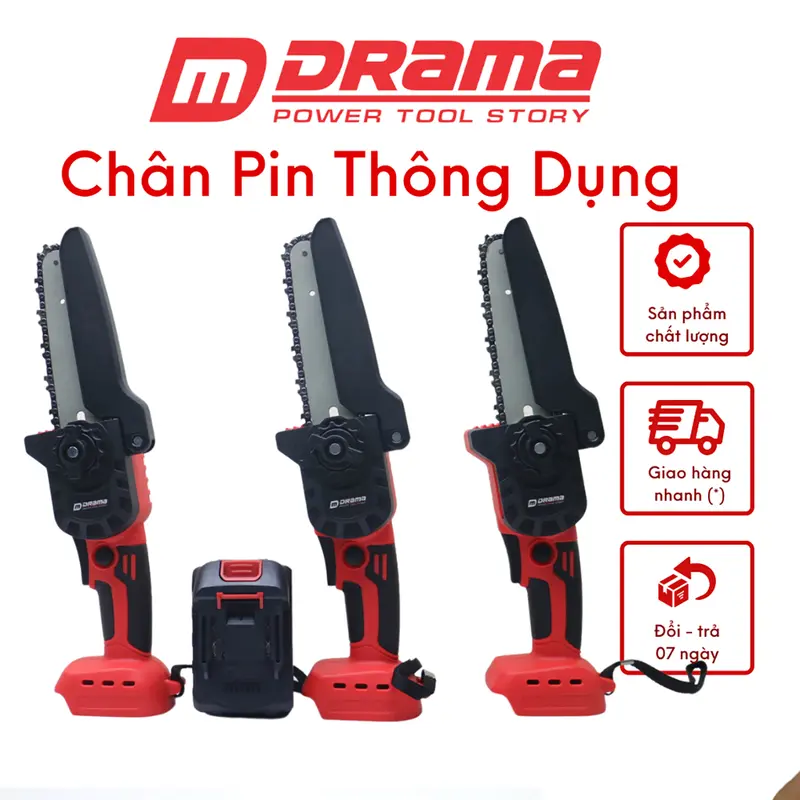 Cưa Xích Dùng Pin DRAMA Chân Pin Phổ Thông Không Chổi Than 0
