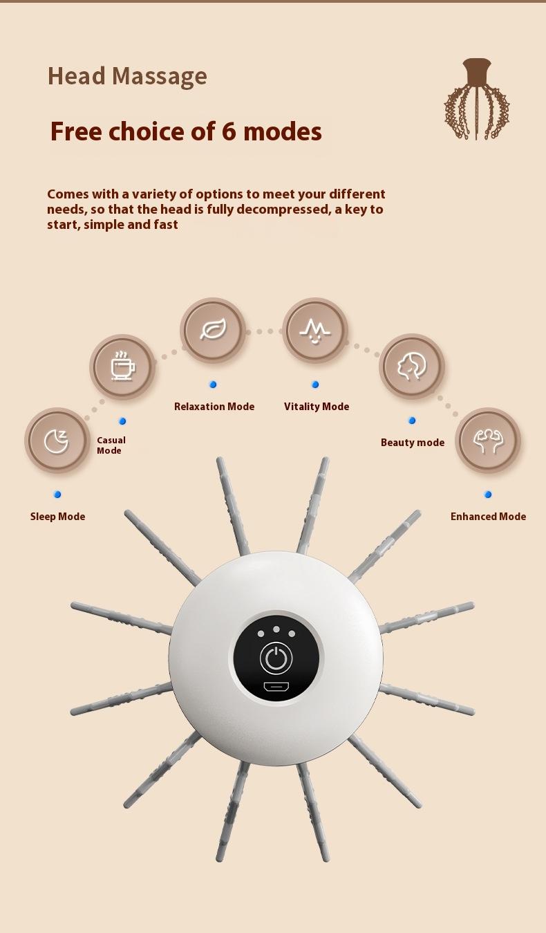Product Introduction of Electric Head Massager Octopus Household Smart Head Therapy Machine Head Massage Instrument 8
