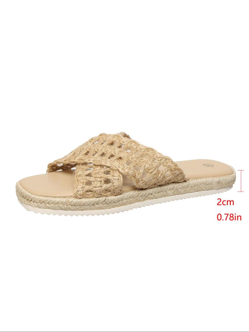 Product Introduction of Women's Fashionable Plain Color Linen Slides, Casual Comfortable Boho Style Slippers for Summer, Lightweight Breathable Slippers for Indoor & Outdoor Wear, Walking Shoes 2