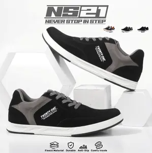 sepatu pria sneakers terbaru 2026 style casual materials Suede Leather sintetis 100% Original By Ns.Twenty One hitam shoes