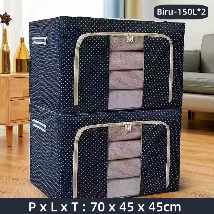 (2 buah)150L -Biru Polkadot