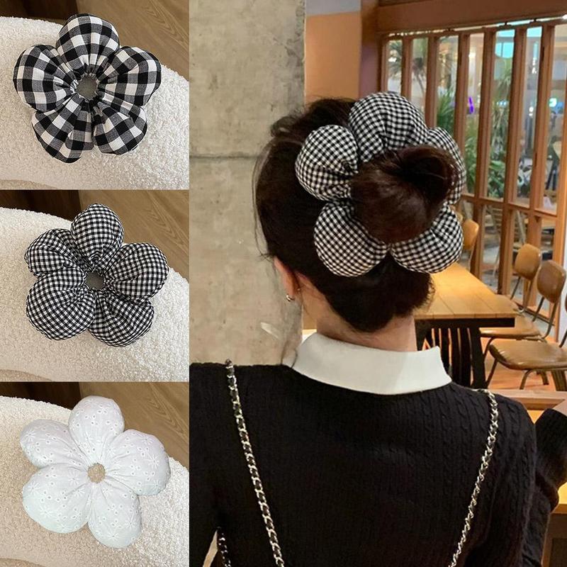 Dây buộc tóc đại tràng bằng bọt biển đầy ren màu trắng Dây buộc tóc kiểu nụ hoa cài tóc kiểu Pháp Cổ Điển Ngọt Ngào Chất Liệu Cao Cấp Dây Buộc Tóc Mới