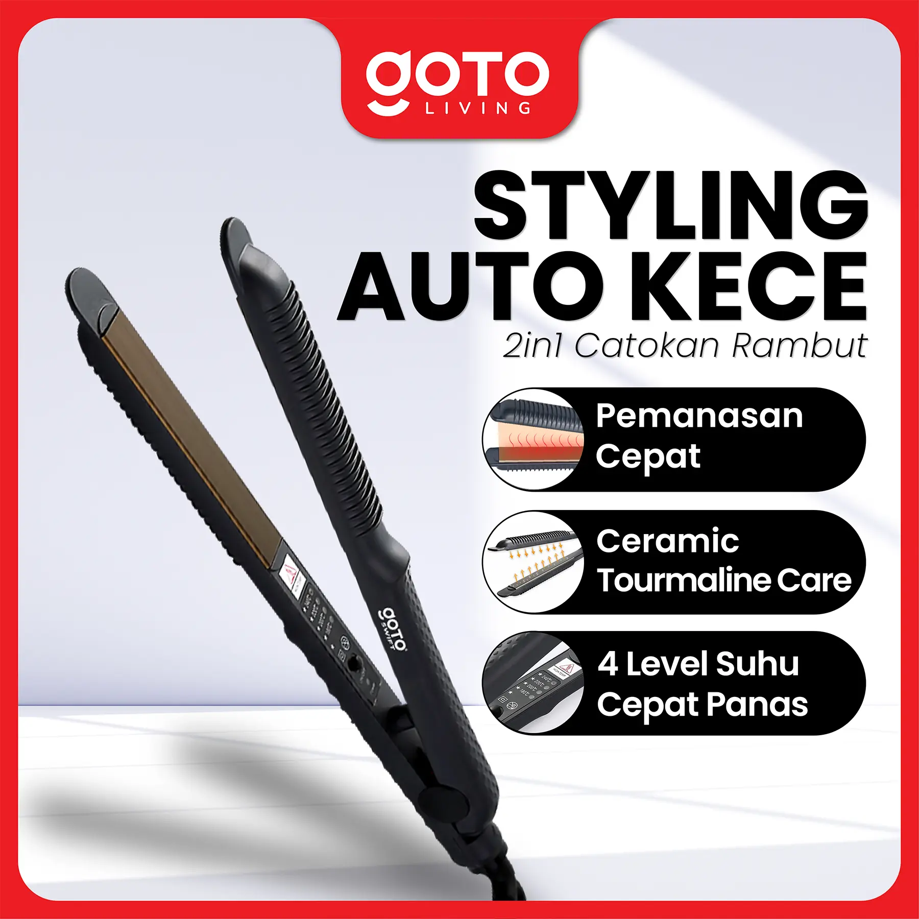 Goto [COD] Swift Hair Straightener Catokan Rambut 2in1 Catok Keriting Lurus