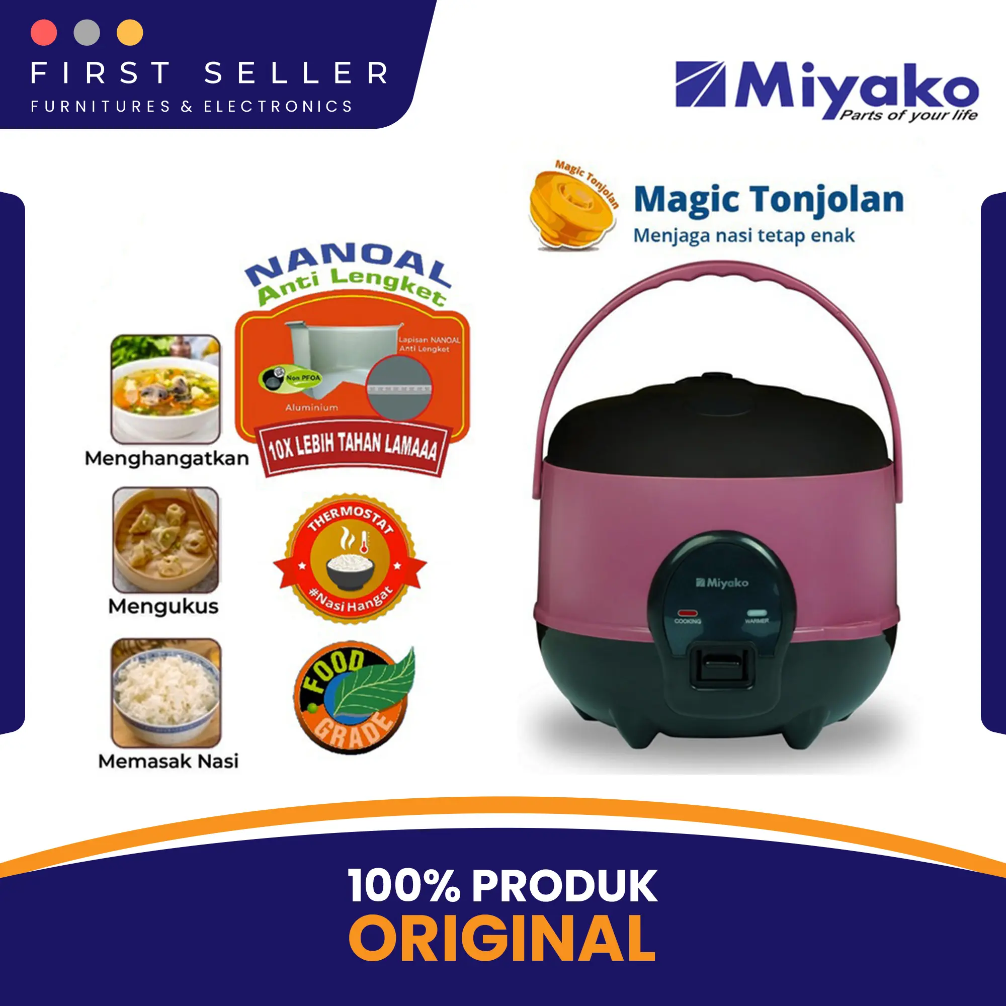 [LIVE] COD MIYAKO RICE COOKER / MAGIC COM MCM 606 / MCM-606 B SBC (0,6 LITER) - ROSE GOLD