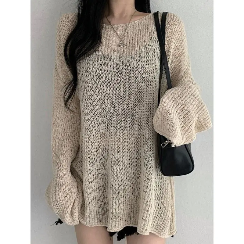 Hollow Thin Knitwear Women's New Autumn Idle Style Loose Top Versatile Knitted Outerwear Sun Protective Blouse Womenswear Lingerie