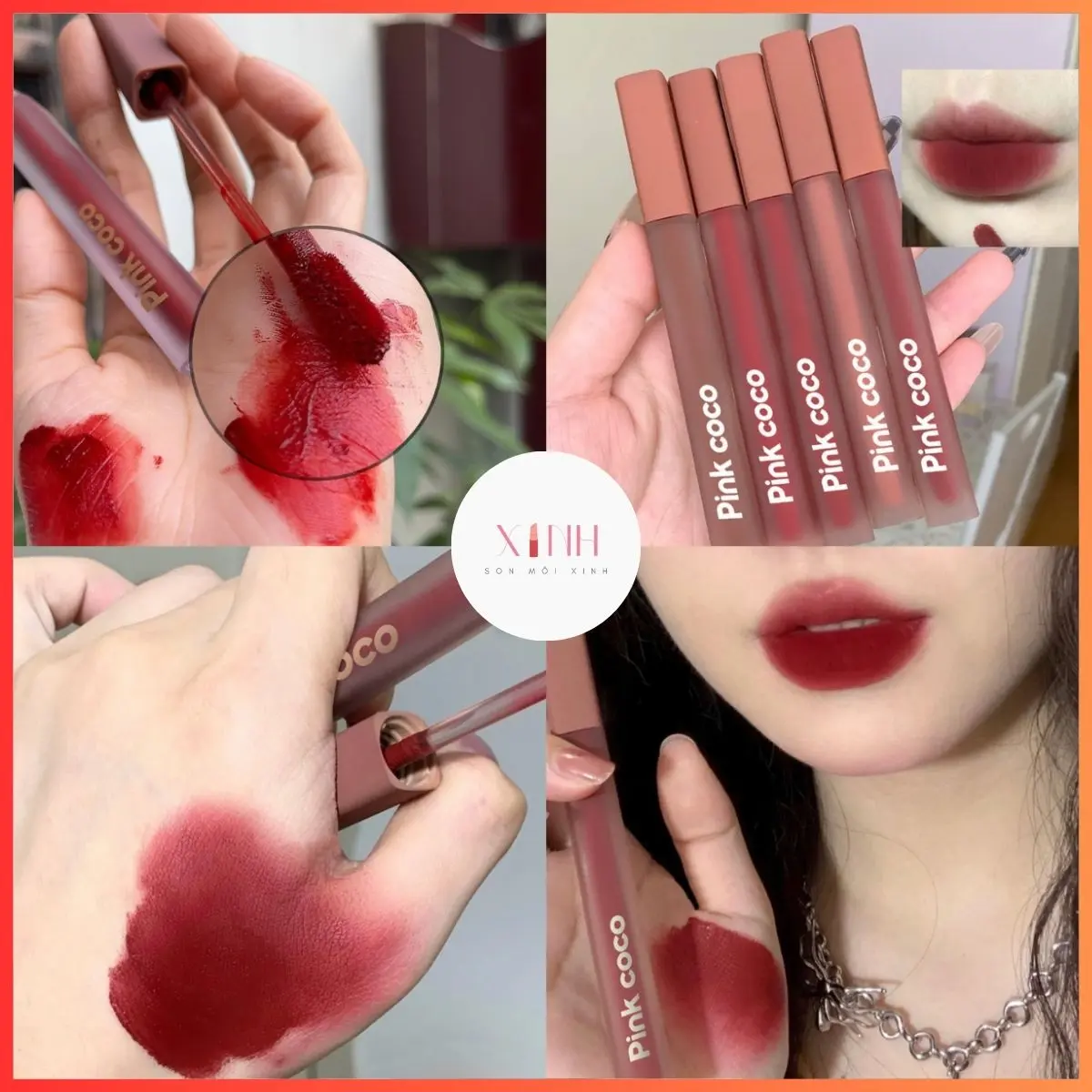 Son Kem Lì Pink Coco Mềm Mịn Dưỡng Ẩm Môi Có Ảnh Thật Nữ Cosmetic Son Môi Women Mỹ Phẩm