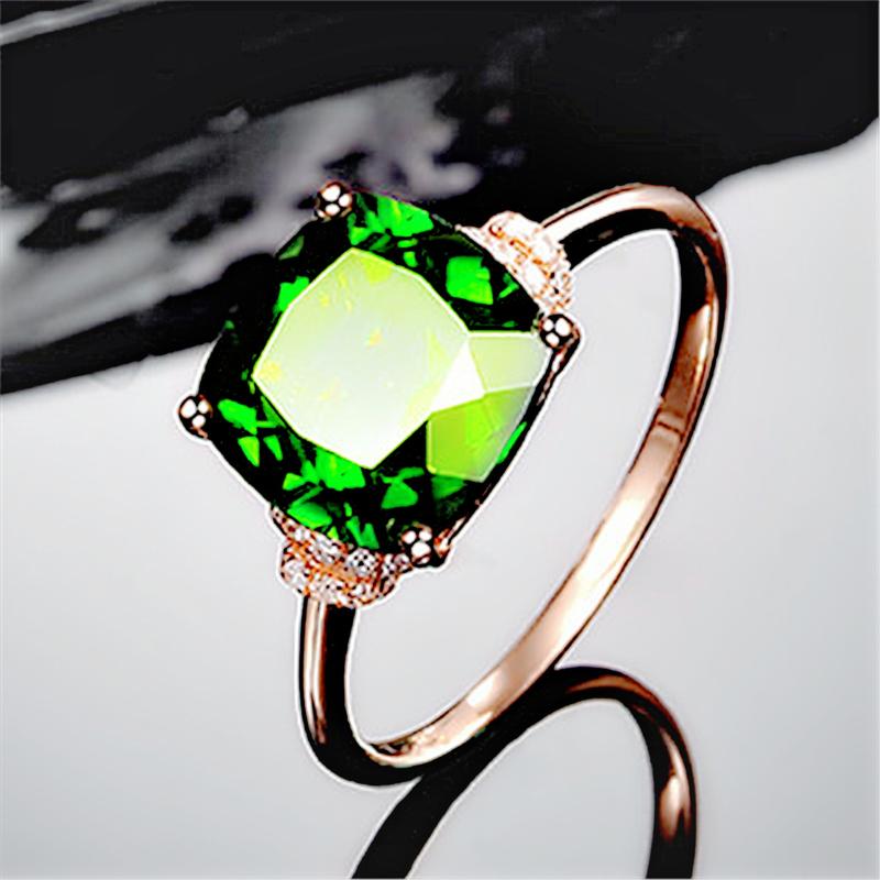 Product Introduction of Rose Gold Plated Emerald Diamond Earrings Ring Pendant Necklace Jewelry Set Exquisite Green Diamond Jewelry cincin perak ring silver silver diamond cincin perak lelaki 7