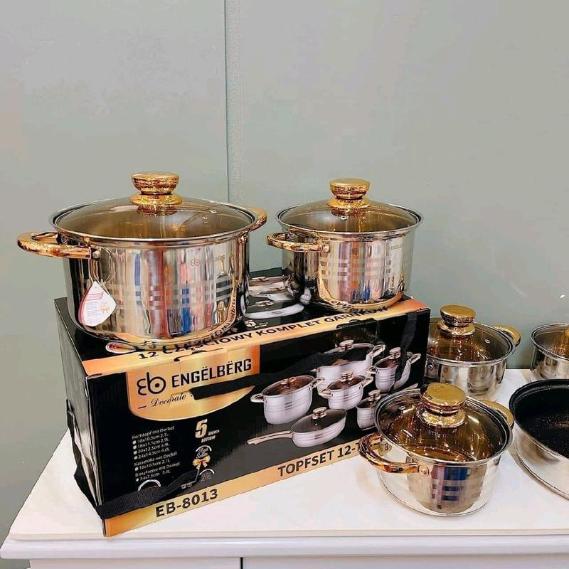 Bộ Nồi Đức 6 Món, 5 Đáy Dùng Cho Tất Cả Các Loại Bếp Chất Liệu Inox 304, Bếp Từ Bếp Hồng Ngoại