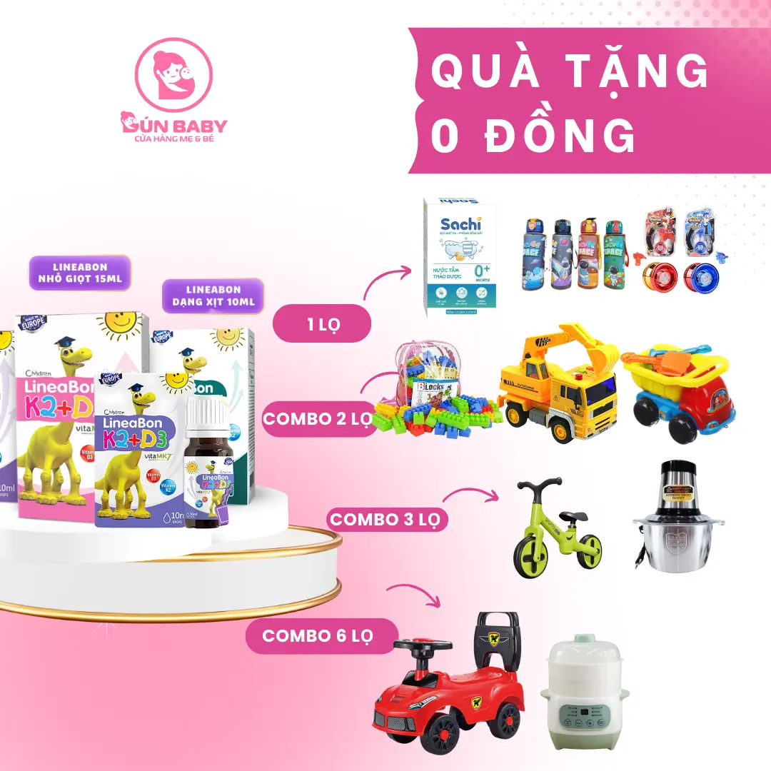 Siro Uống Vitamin D3 K2 Lineabon Ergopharm Cho Bé 10ml - Hỗ Trợ Tăng Chiều Cao, Phát Triển Xương